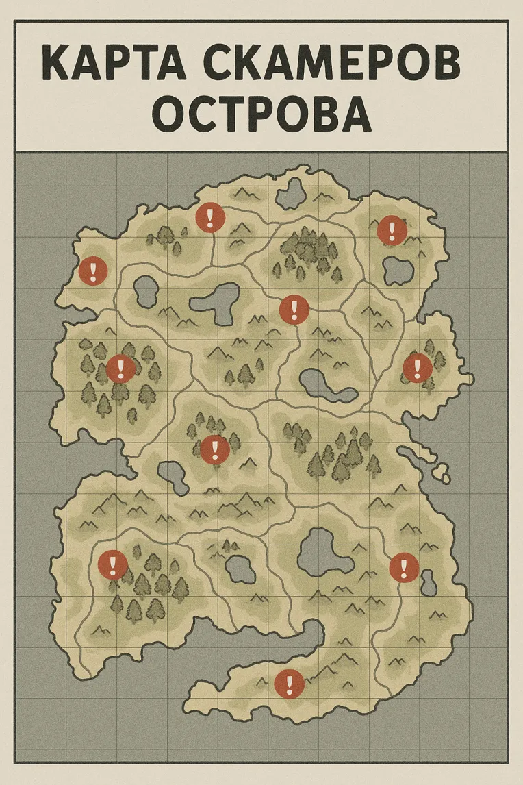 Карта SCUM с метками опасных зон